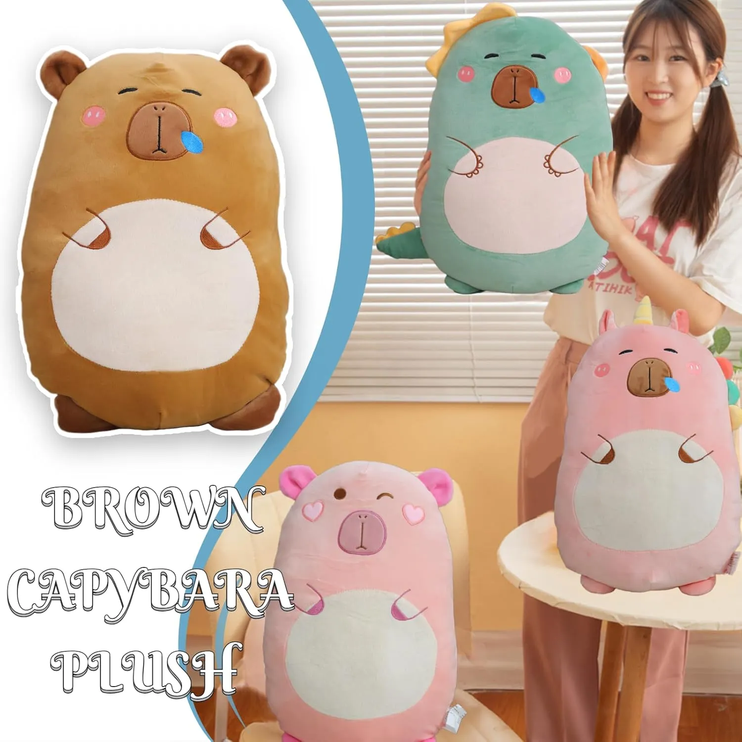 Pig Plush Toy Gifts for Kids Super uranus parlor Soft Capybara Plush Toy Pillow$ Cute Stuffed Animals$ Squishy Plushie Hugging Pillow$ Brown Guinea 