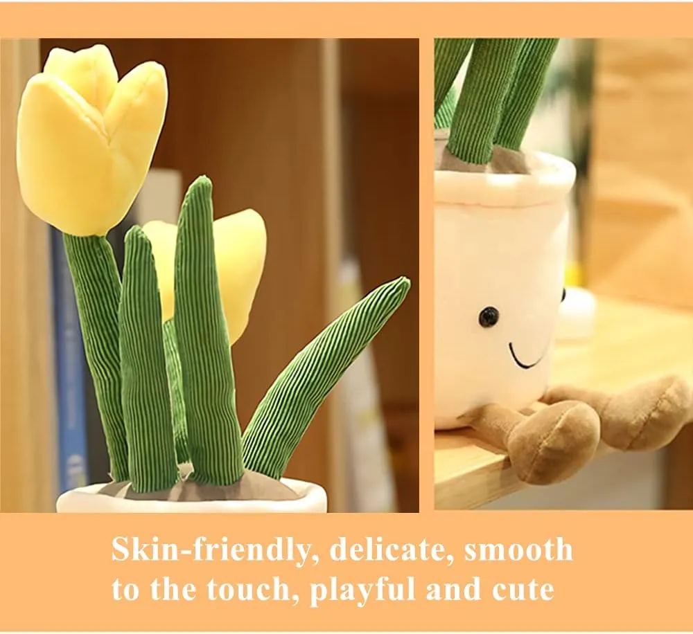 Pillow Decoration, Soft Fluffy Toy Succulent Plants statue definition particle disinterest Friend Throw Pillow, Multicolor (Yellow-Tulip) WUZHOU Tulip Plush Toy, 13.7" Flower Pot Stuffed Plushie 