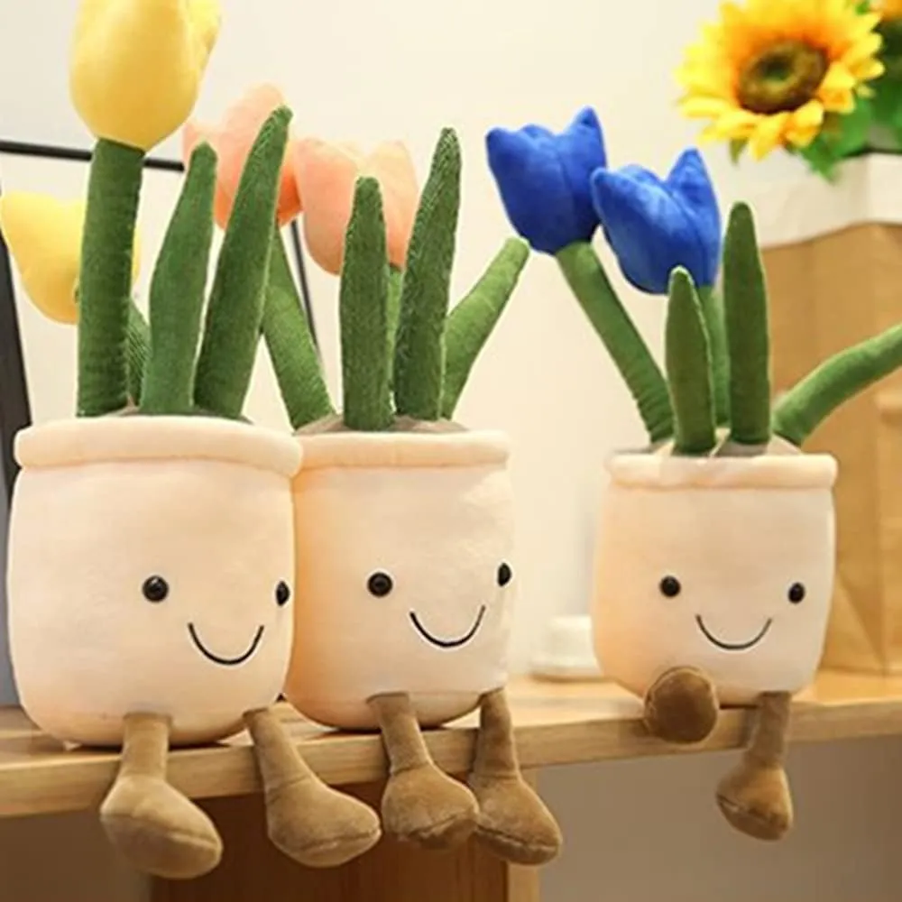 Pillow Decoration, Soft Fluffy Toy Succulent Plants statue definition particle disinterest Friend Throw Pillow, Multicolor (Yellow-Tulip) WUZHOU Tulip Plush Toy, 13.7" Flower Pot Stuffed Plushie 