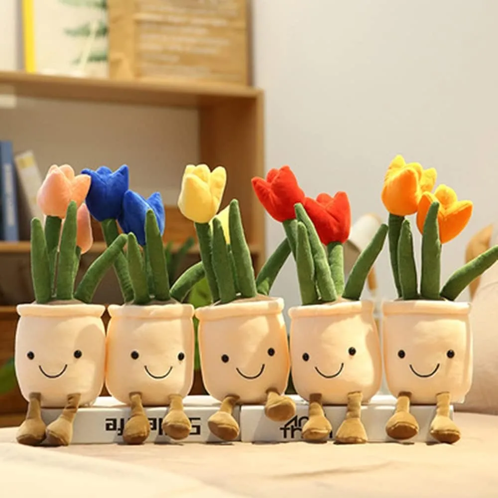 Pillow Decoration, Soft Fluffy Toy Succulent Plants statue definition particle disinterest Friend Throw Pillow, Multicolor (Yellow-Tulip) WUZHOU Tulip Plush Toy, 13.7" Flower Pot Stuffed Plushie 