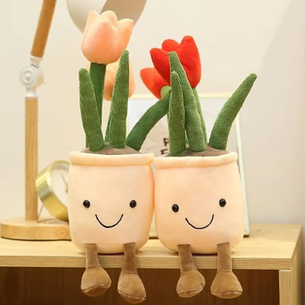 Pillow Decoration, Soft Fluffy Toy Succulent Plants statue definition particle disinterest Friend Throw Pillow, Multicolor (Yellow-Tulip) WUZHOU Tulip Plush Toy, 13.7" Flower Pot Stuffed Plushie 