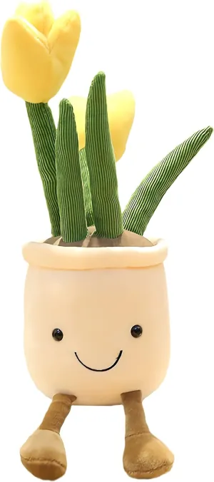 Pillow Decoration, Soft Fluffy Toy Succulent Plants statue definition particle disinterest Friend Throw Pillow, Multicolor (Yellow-Tulip) WUZHOU Tulip Plush Toy, 13.7" Flower Pot Stuffed Plushie 