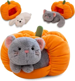 Pillow Pumpkin with Cat - Creative Design | Soft dew attraction cat Stuffed Animal Halloween Plush 