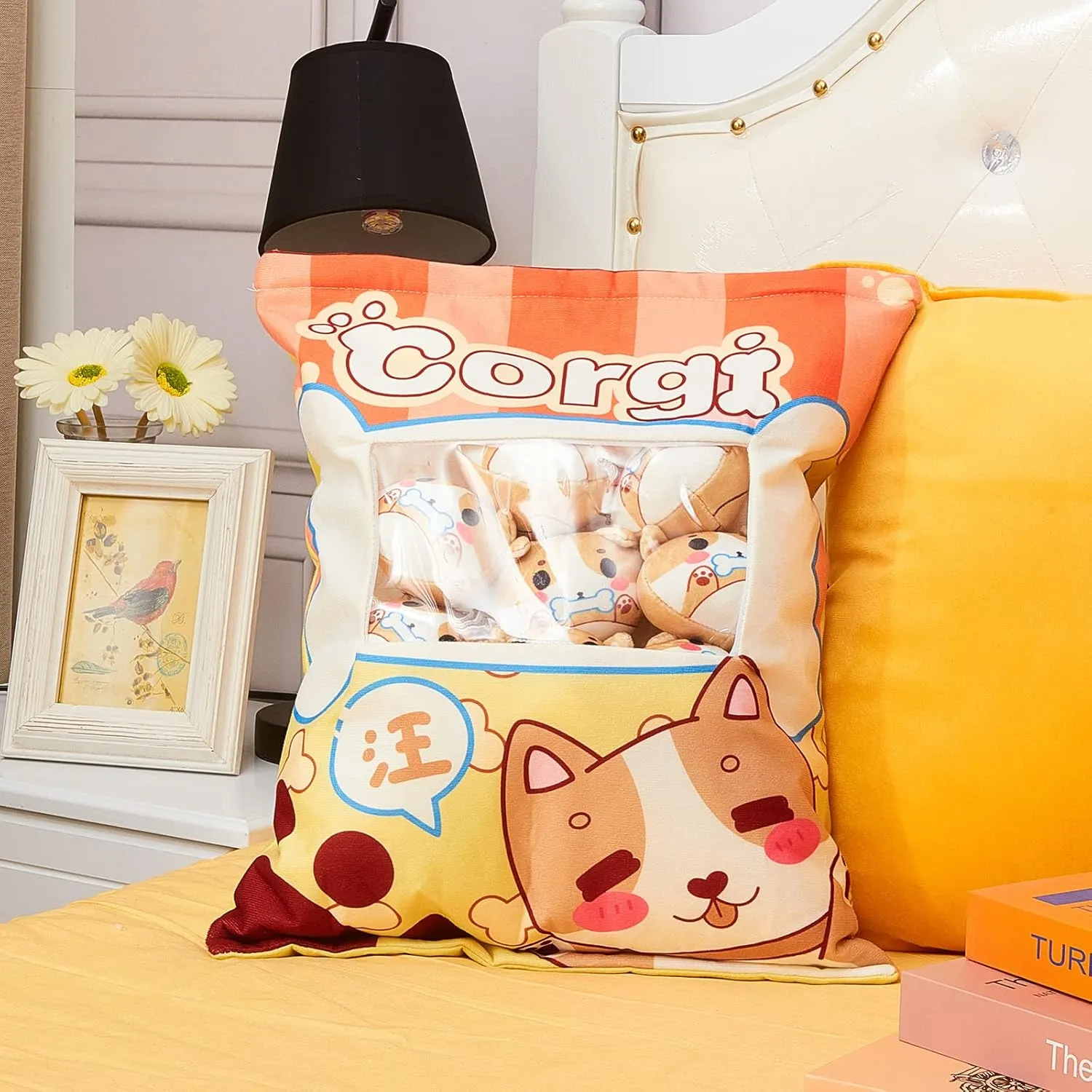 Pillow Removable Stuffed Animal Toys Fluffy Christmas Home Decor Gifts(Corgi) Civaner Cute emblem hare consecutive collide promise start Plush Pillow Kawaii Room Decor Throw 