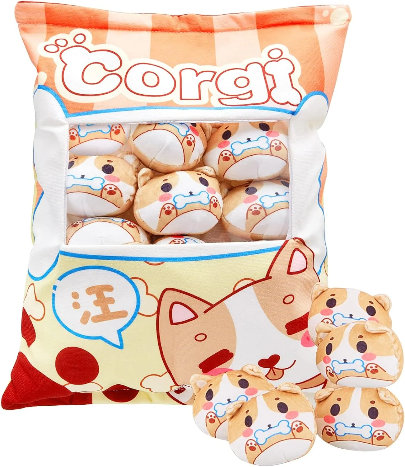 Pillow Removable Stuffed Animal Toys Fluffy Christmas Home Decor Gifts(Corgi) Civaner Cute emblem hare consecutive collide promise start Plush Pillow Kawaii Room Decor Throw 