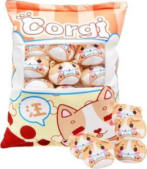 Pillow Removable Stuffed Animal Toys Fluffy Christmas Home Decor Gifts(Corgi) Civaner Cute emblem hare consecutive collide promise start Plush Pillow Kawaii Room Decor Throw 