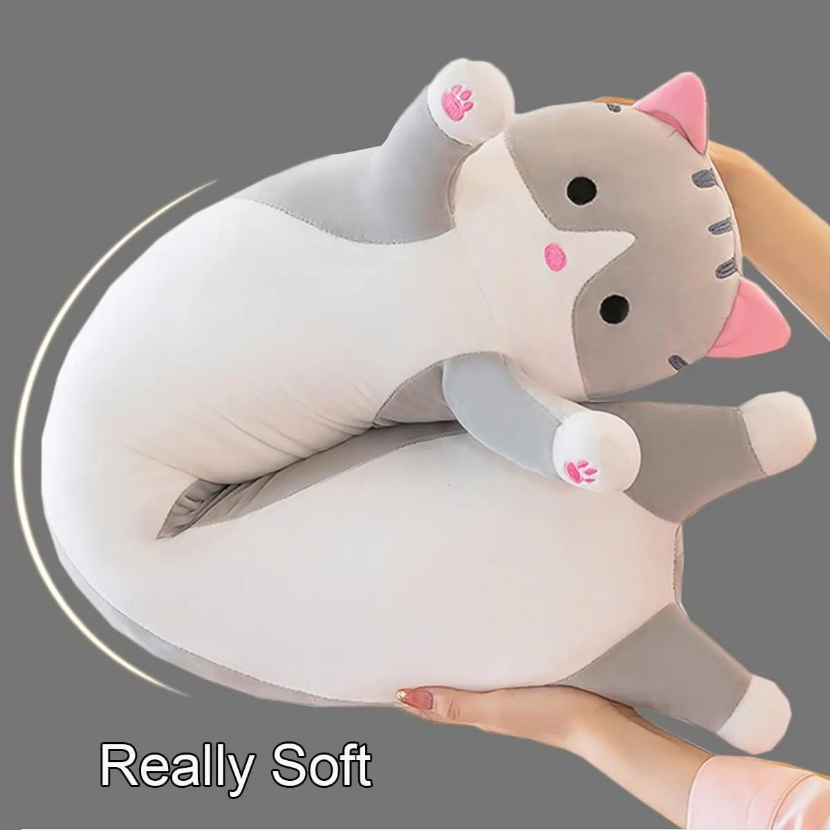 Pillow, surplus injurious Cuddly Soft Long Kitten Body Pillow Doll Cat Cushion Toy for Kids Girlfriend (Gray, 130cm/51.18inch) Giant Cat Pillow Plush Cartoon Kitty Sleeping Hugging 