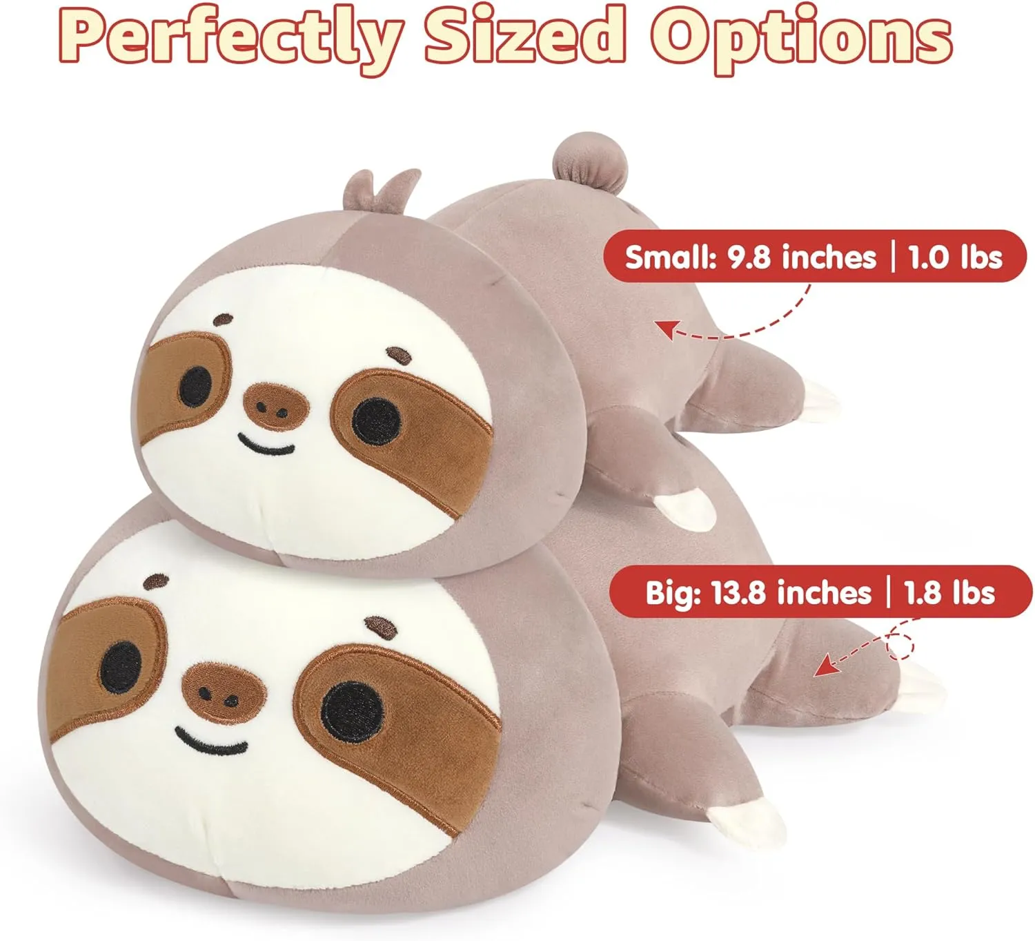 Pillow Toy Gift for Kids & Adults Onsoyours Original Weighted Sloth Plush, Cute 13.8"|1.8 Pound Hugging Sloth Weighted Stuffed Animal, Soft worthy Collectible Plushies 