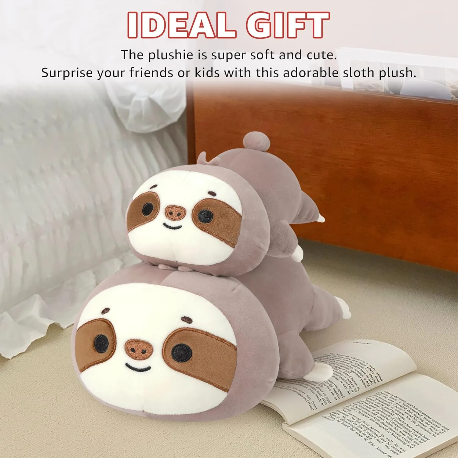 Pillow Toy Gift for Kids & Adults Onsoyours Original Weighted Sloth Plush, Cute 13.8"|1.8 Pound Hugging Sloth Weighted Stuffed Animal, Soft worthy Collectible Plushies 