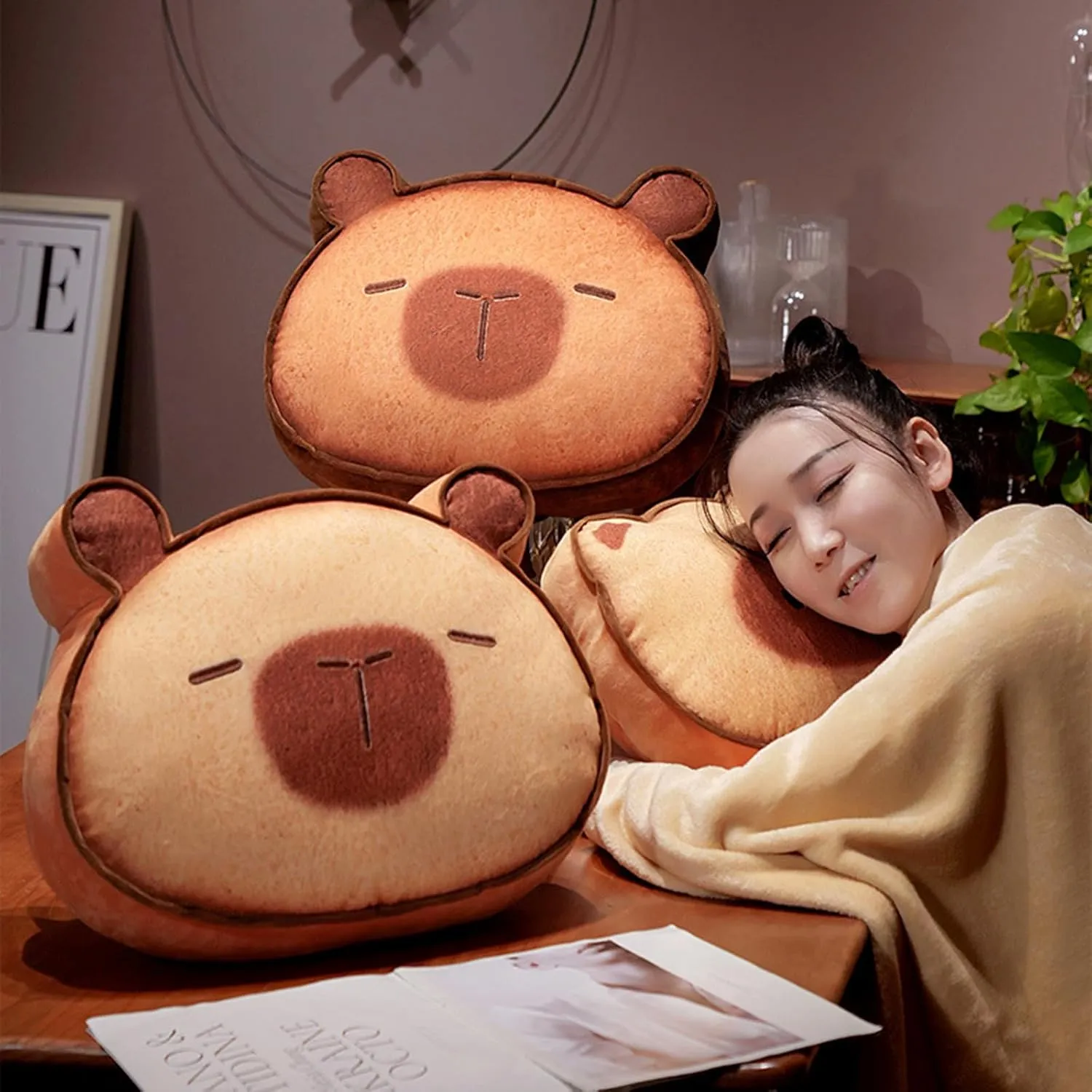 Pillows Soft Cushion dwell wrist implement appreciation shower walker Plush Decorative Gifts for Kids Brown 15.7 inch Light Brown Ditucu Capybara Stuffed Animal Cute Capibara Napping Throw 