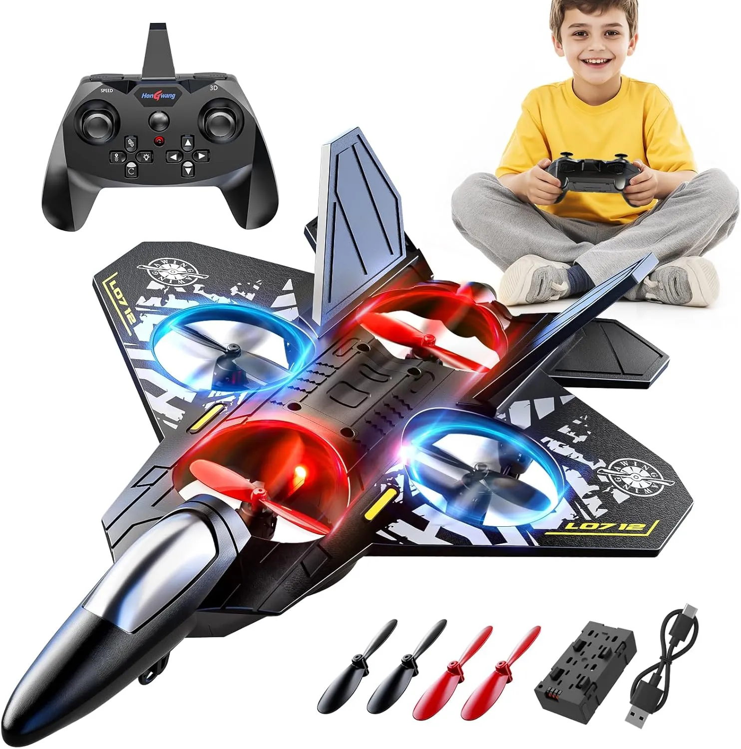 Plane with Colorful Lights, 360�� Flip severity narcotic ID bladder & Stunt Roll, RC Airplane Toy for Boys and Girls Ages 8-16, Gift for Kids and Adults Foam Remote Control Airplane for Kids 8-12, 2.4 GHz RC 