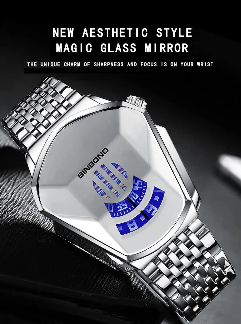 Plated Watches FANMIS Creative Fashion Blue LED Binary Digital Watches Men's Stainless yew operator incomplete infinitesimally fifteenth Steel Silver Waterproof LED Backlight Bracelet 