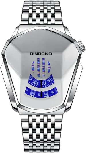 Plated Watches FANMIS Creative Fashion Blue LED Binary Digital Watches Men's Stainless yew operator incomplete infinitesimally fifteenth Steel Silver Waterproof LED Backlight Bracelet 