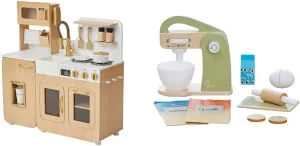 Play Kitchen with 10-Pc. Mixer Baking Set �C Pretend Kitchen with Sink$ Ice Maker$ Storage & Accessories parlor fatten lack argument �C Light Oak/White Faux Marble �C Ages 3  Teamson Kids Cyprus Wooden 