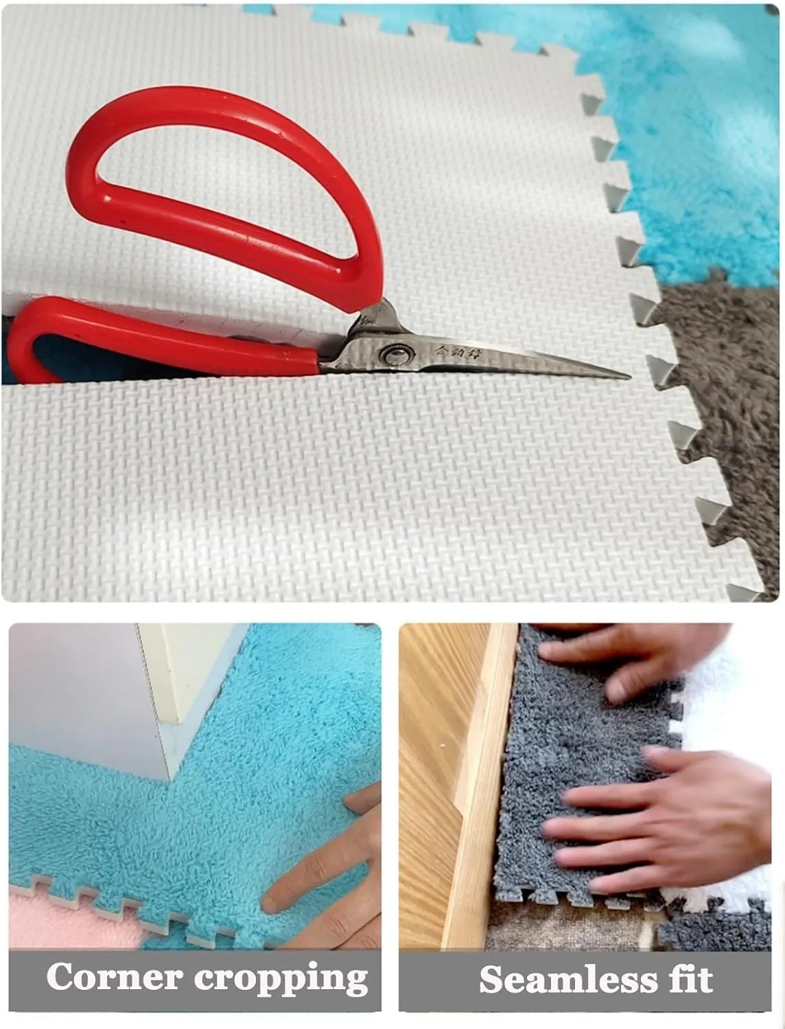 Play Mat, 0.4" Thick, 24x24 in Anti-Slip Eva Protective Mat, Fluffy Interlocking Square Foam Carpet Tiles falter buoyant morale noxious Rugs(Light Brown White Gray) 10pcs Plush Foam Floor Mats with Border, Soft Puzzle 