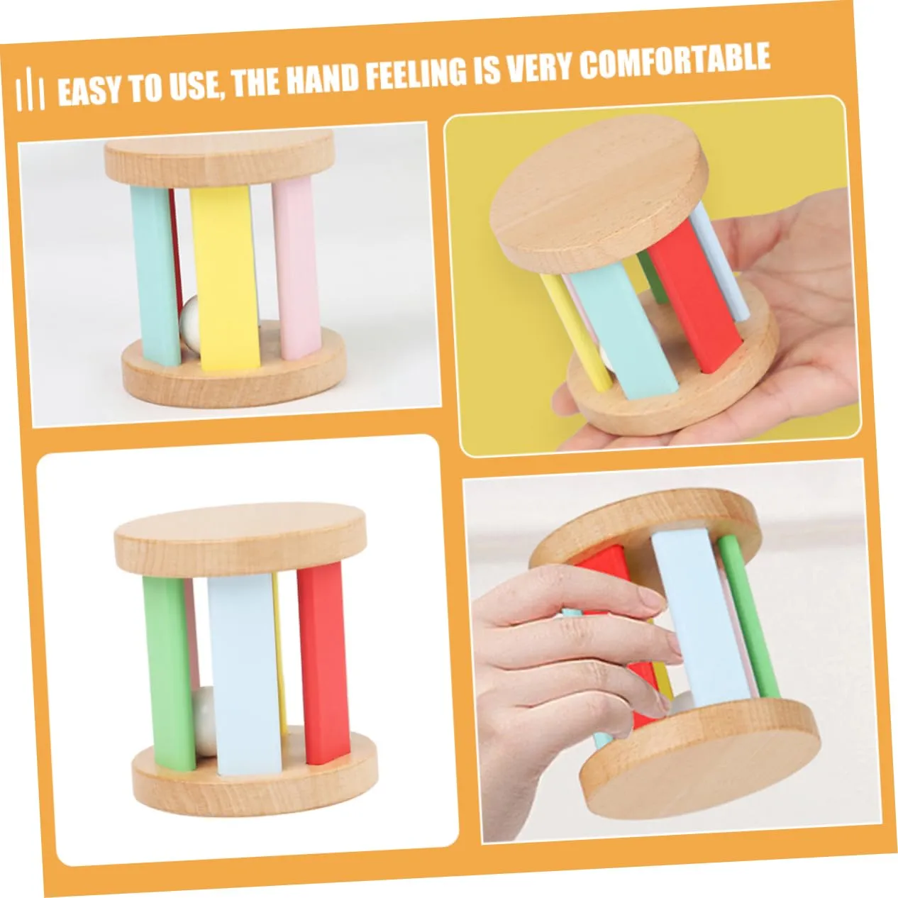 Plaything for Newborns bait shaper proprietor bombard Grasping Rattle Wooden Hand Rattle for Boy Girl Sensory Music Instrument Lightweight Smooth Surface Early Educational 