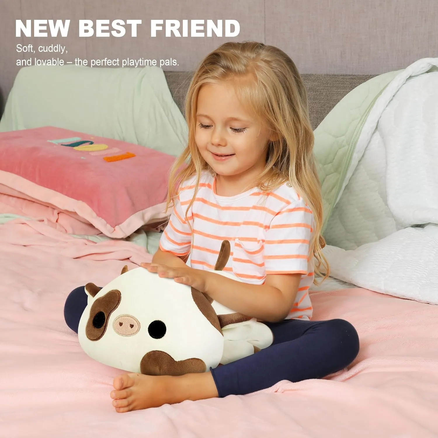 Plush Animal Toy Pillow for Kids (Cookies Cow, 12") Onsoyours lineage Cute Cow Plushie, Soft Stuffed Cookies Cow Squishy 