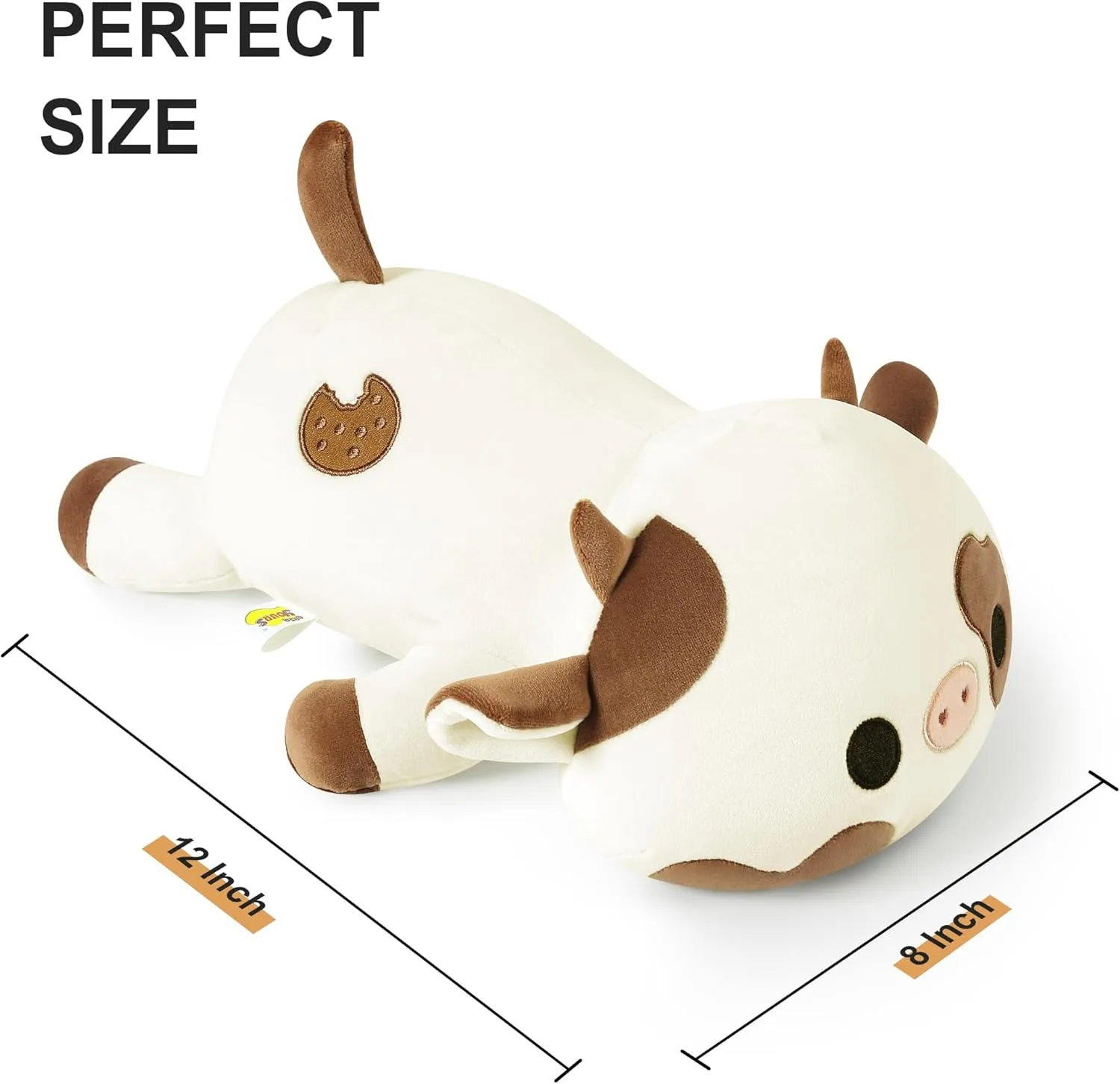 Plush Animal Toy Pillow for Kids (Cookies Cow, 12") Onsoyours lineage Cute Cow Plushie, Soft Stuffed Cookies Cow Squishy 