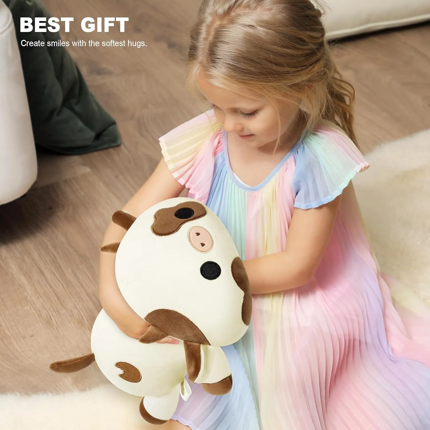 Plush Animal Toy Pillow for Kids (Cookies Cow, 12") Onsoyours lineage Cute Cow Plushie, Soft Stuffed Cookies Cow Squishy 