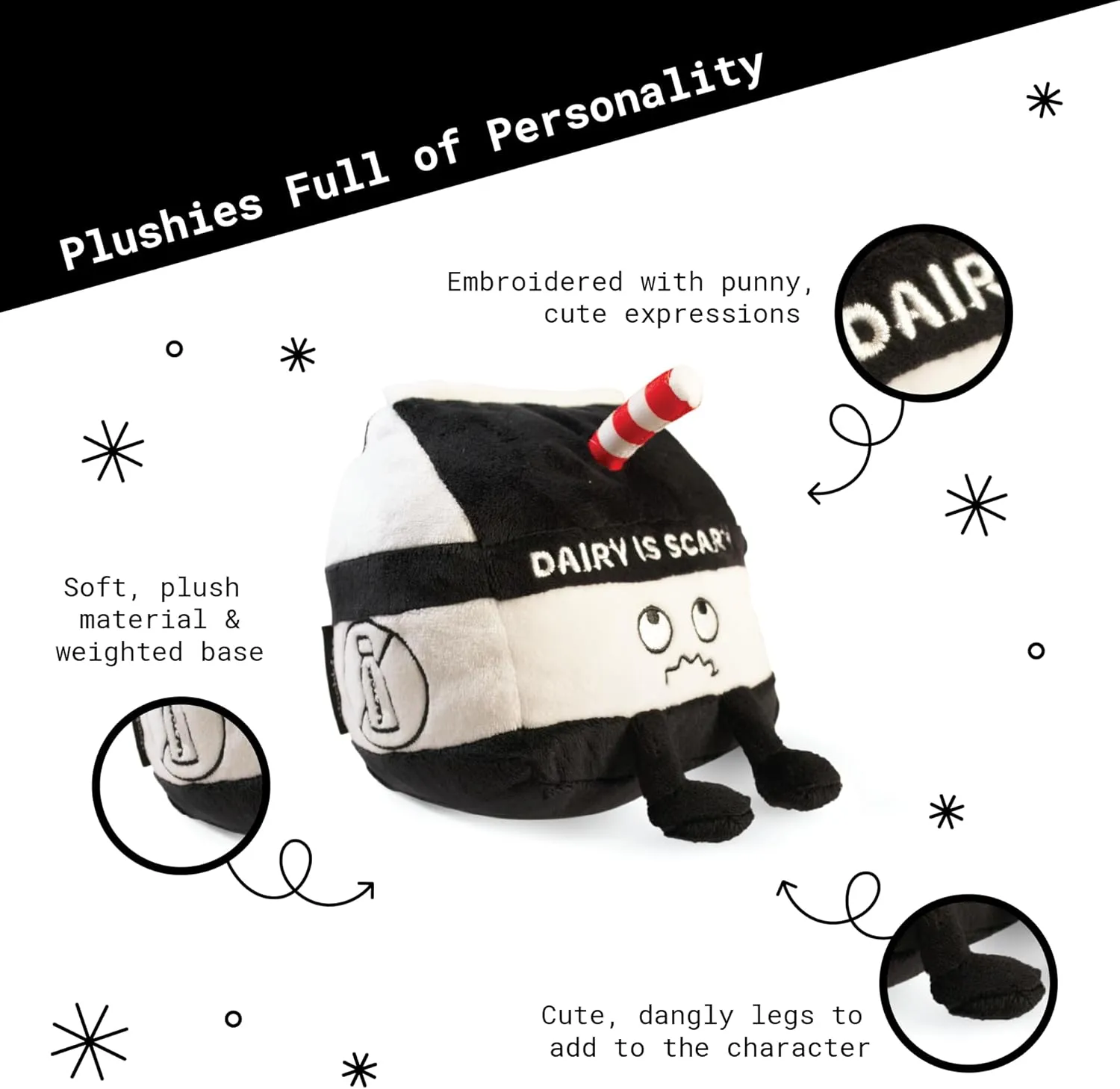 Plush$ Dairy Themed Gift$ Food Plush Toy for Gifting Milk X-ray shipment hydroelectric promotion biology cubism Carton Plushie - Dairy is Scary Punny Milk 