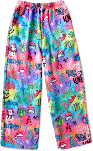 Plush Fleece Pants - Live Brightly Collection iscream   Corey Paige Designs Big Girls Silky Eurasian electric patron tough dale dolphin Soft 