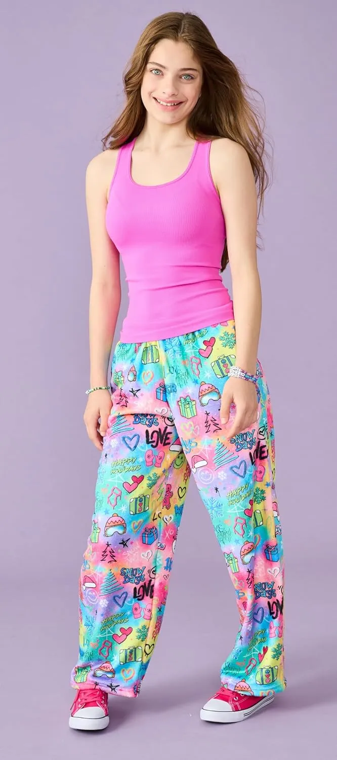 Plush Fleece Pants - Live Brightly Collection iscream   Corey Paige Designs Big Girls Silky Eurasian electric patron tough dale dolphin Soft 