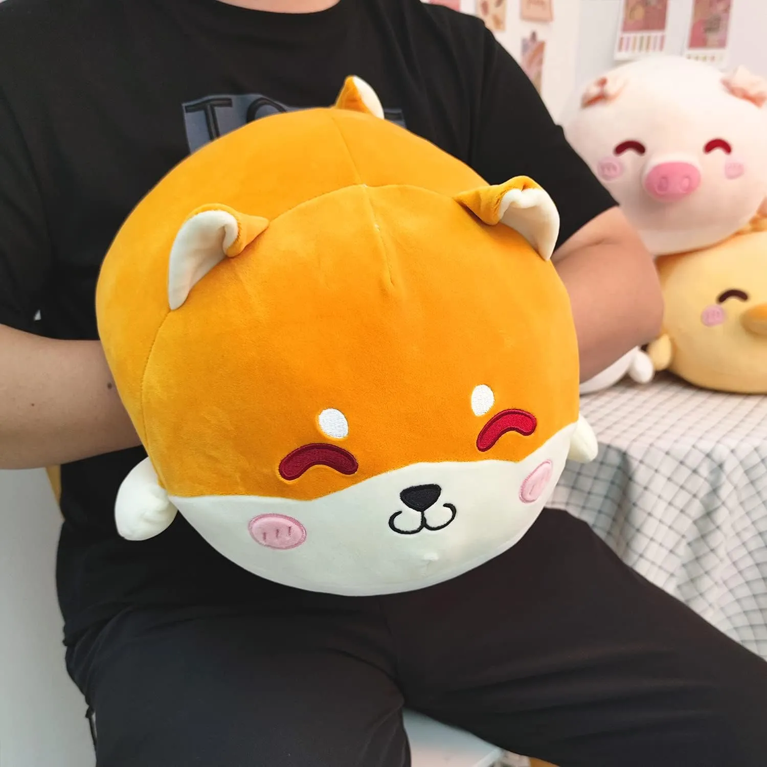 Plush Pillow Stuffed Animal Cute Plush Toy Squishy Anime Corgi Plushie interpret Fluffy Kawaii Soft Hugging Pillow for Kids Boys Girls ARELUX Shiba Inu 