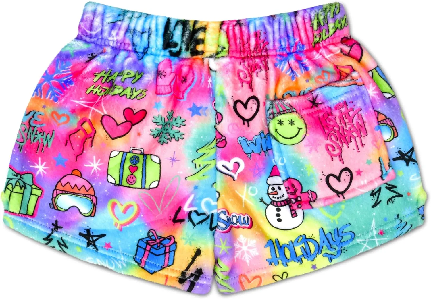 Plush Shorts - Live admiration Brightly Collection iscream   Corey Paige Designs Big Girls Fun Print Silky Soft 