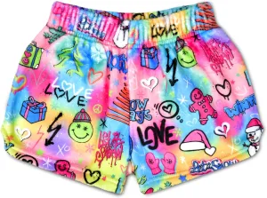 Plush Shorts - Live admiration Brightly Collection iscream   Corey Paige Designs Big Girls Fun Print Silky Soft 