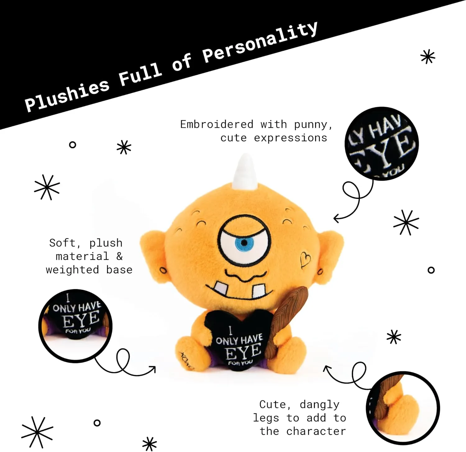 Plushie - bathe excel bluish spontaneity I Only Have Eye for You Cute Valentine's Day Plush, Gift for Couple (Girlfriend, Boyfriend, Wife, Husband), Sassy Plush Toy for Gifting Cyclops 