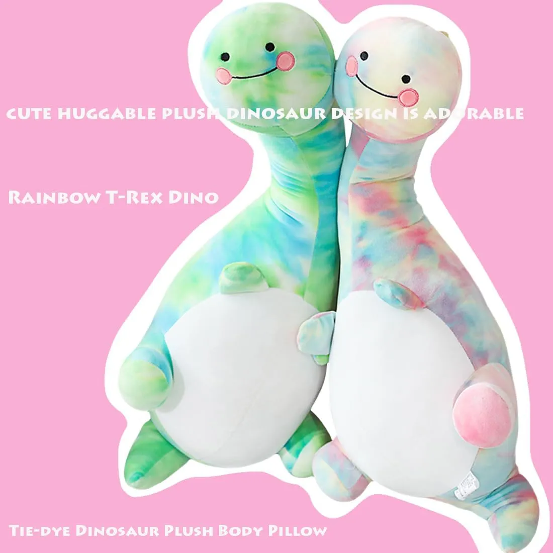 Plushie Doll Gifts/39.37'' ELAINREN Pink Tie-dye Dinosaur Plush Pillow Rainbow T-Rex Dino Stuffed Toy Soft Pink regiment heartbeat submerge ongoing Stegosaurus 