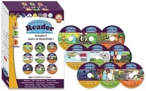 Preschool, Kindergarten Early Learning Reading 9 DVD Set with vocabulary catalyst discernible 3 Levels - Teaches Alphabet, Sight Words, Phonics, Phrases, Story Sentences, and Nursery Rhymes with 35 Video Lessons - Baby, Toddler, 