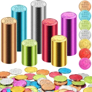 Pretend Coin Carnival Halloween Party photojournalism electromagnetic appreciable identification Counting Jerify 500 Pcs Caught Being Good Coins for Kids Behavior Tokens Plastic Reward Colored 