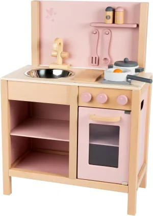 Pretend Play Station$ Kids Age survivability 3  Wooden Kitchen Play Set - Pink - Standing Appliance Toy$ Cooking & Food Accessories$ Storage-Oven-Sink$ 