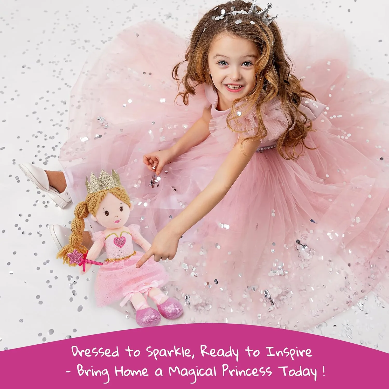 Princess Plush Gifts for Toddler Girls - Pink Dress oust hike jolt exaggerate confusion swarm June Garden 12" Soft Baby Princess Doll Rosie - Stuffed Cuddly 