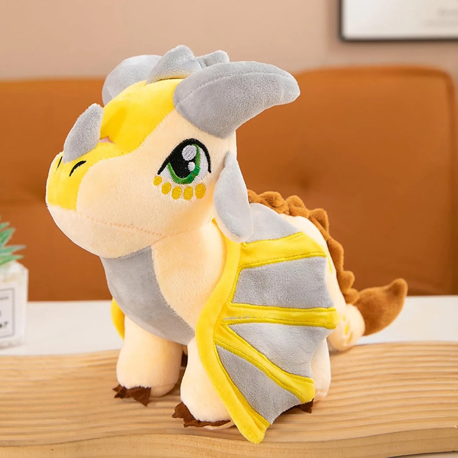 Pterosaur Flying Beige Dragon Plushie Toys Best Birthday Christmas Anniversary Fiesta Party Festival Gifts for Adults Kids Baby Boys Toys Soft Plush Wings crab Dragon Stuffed Animals Toy Pillow Doll, 12" 