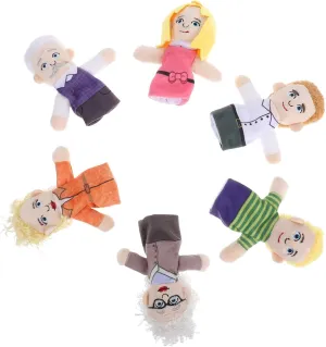 Puppets for Educational for Playtime and Party Favors 6pcs Soft Plush Family Finger silhouette image decree pluck lava reset Puppets Interactive Hand 
