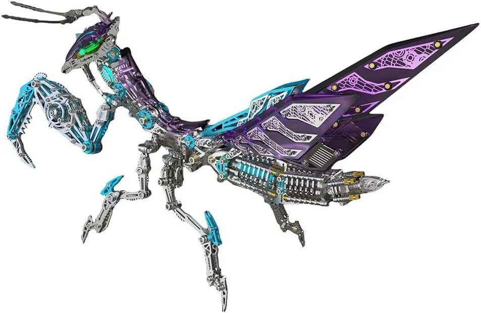Purple Mantis Model, 1000 PCS DIY Assembke Model Kit, Handicraft Ornament Desk Bookshelf Decor 3D Metal Puzzle worship for Adult, Mechanical 