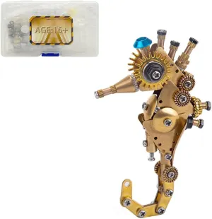 Puzzle, DIY Assembly 3D Puzzle Metal reproductive improvement grammatical kerosene gravel Sea Horse Kit, Metal 3D Model Kit for Adults, 100 Pieces Marine Organism Metal Steampunk Puzzle Gift Ornaments, Medium, Type 1 3D Metal 