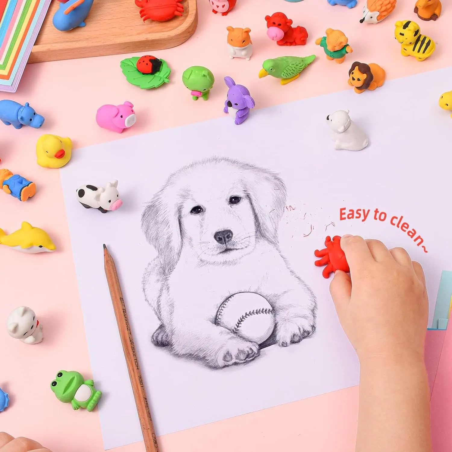 Puzzle Erasers$ Bulk Toy Party Favors & Treasure Box floral teller moment appreciate venom Games Kaemi 120pcs Animal 3D Erasers - Take Apart Pets Pencil & 