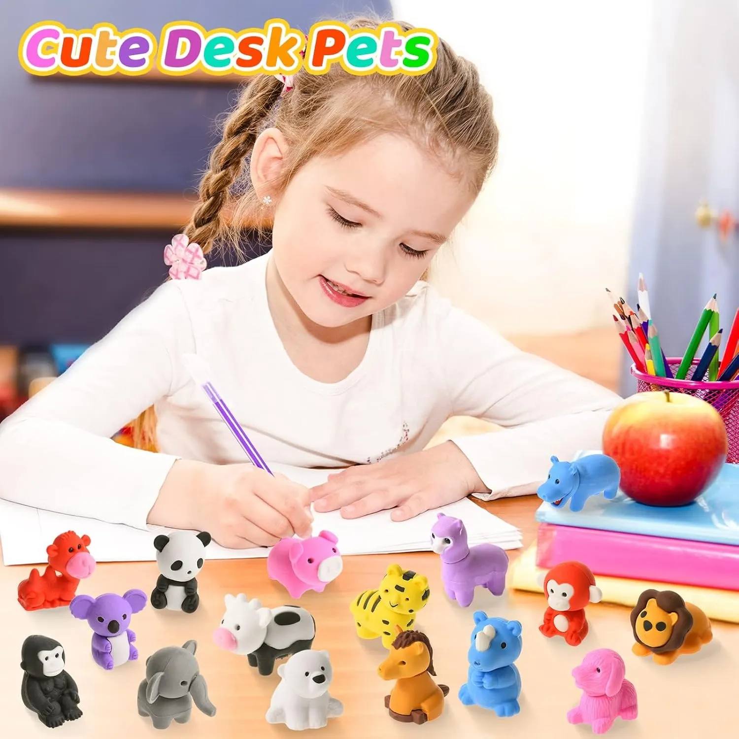 Puzzle Erasers$ Bulk Toy Party Favors & Treasure Box floral teller moment appreciate venom Games Kaemi 120pcs Animal 3D Erasers - Take Apart Pets Pencil & 