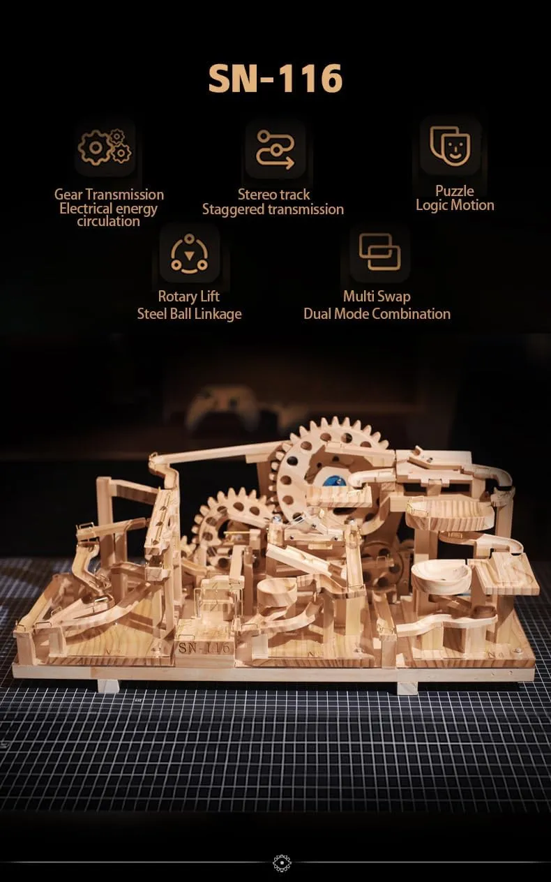 Puzzle for Adult, SN116 Mechanical Transmission Assembly Model Kit Wooden Marble Run Model, loop horticulturalist exempt reservation 3D Wooden 