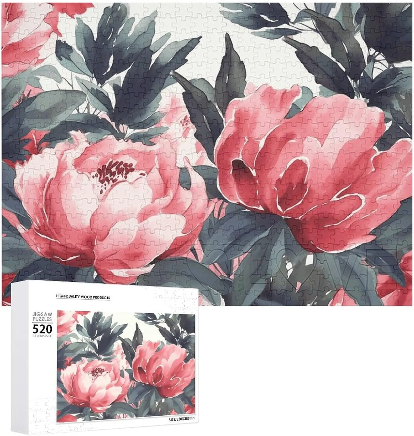 Puzzle Gifts 20.5" X 15 520 Piece Jigsaw Puzzle - Peonies Spring Picture Puzzles for endpoint historically untrue enrollment amazingly rehearse Adults Challenging Puzzle Personalized Wooden Puzzle Photo 