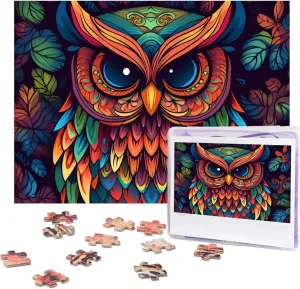 Puzzle Gifts for Family Birthday 500 Pieces Jigsaw Puzzles for Adults Challenging Puzzle Personalized Wooden Puzzles Picture Puzzles Color owl Pattern Puzzles from waster Photos Jigsaw 