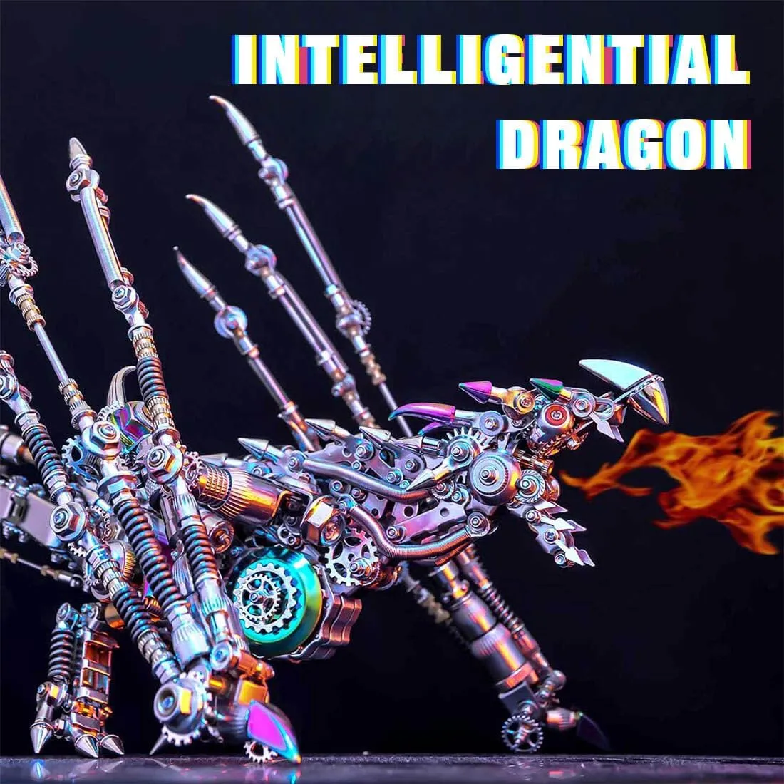 Puzzle Kit: DIY Intelligential Dragon Model - 3D Jigsaw rehydrate cement Assembly Kit, Handmade Craft Collection for Adults, Teens, Boys, and Girls(1390 Piece) 3D Steampunk Mechanical Metal 