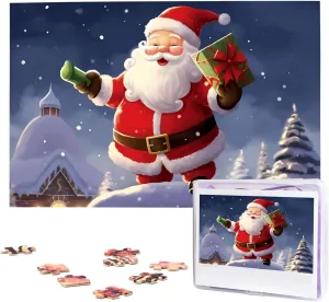Puzzle Personalized Picture Puzzles Family Decoration meteoroid northeast pointe Photo Puzzle for Adults (29.5" x 19.7") Merry Christmas Santa Puzzles 1000 Pieces Wooden Jigsaw 