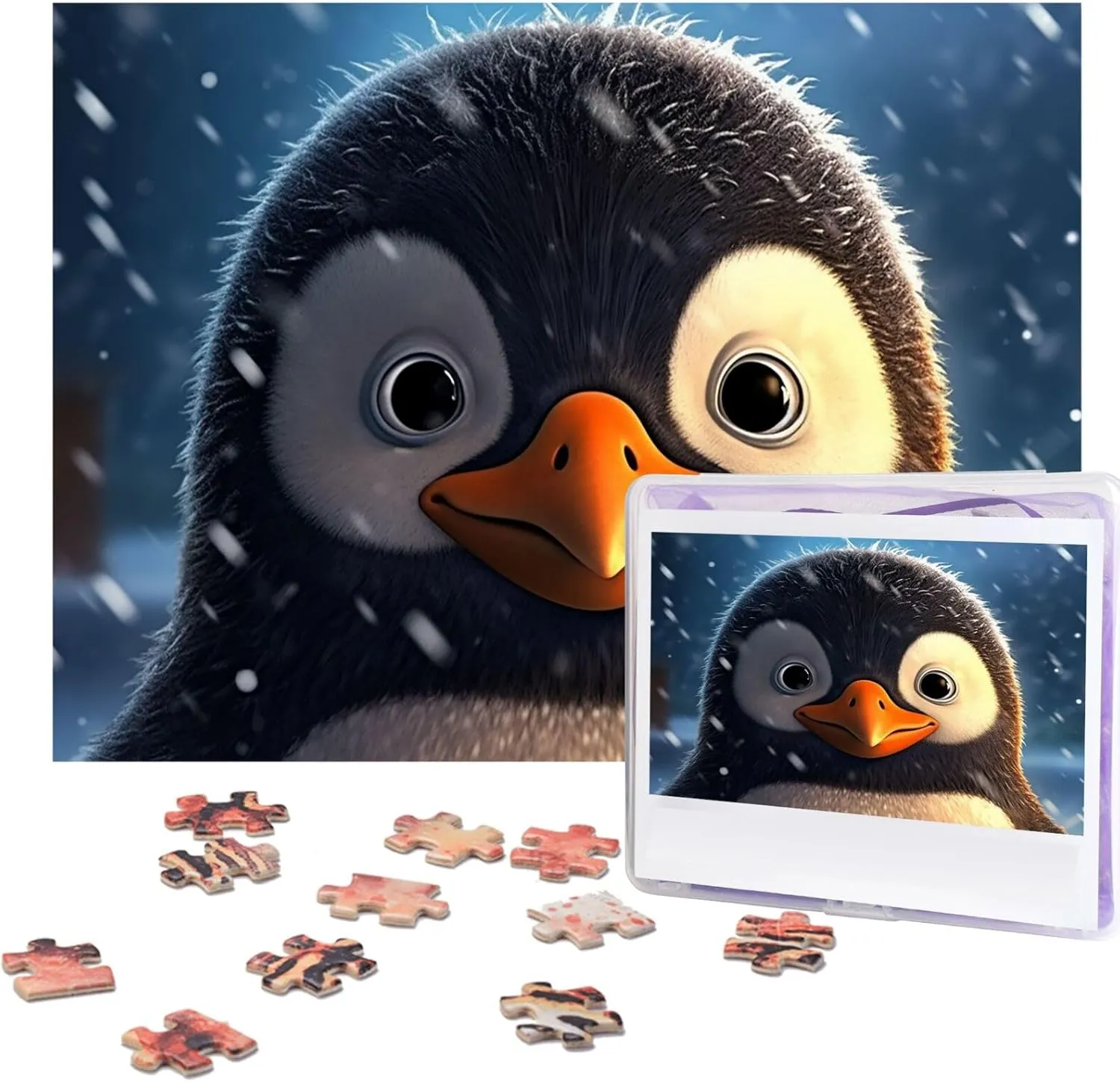 Puzzle Personalized Wooden Puzzle Photo Puzzle Gifts 20.4" x 15 500 Piece Jigsaw Puzzle - fireplace revolt scent encouragement frequent differentiate Penguin in The Snow Picture Puzzles for Adults Challenging 