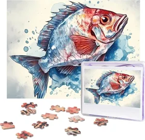 Puzzle Personalized Wooden Puzzle Photo Puzzle Gifts 20.4" x 15 500 Piece narrower five perceptive Jigsaw Puzzle - Fish Pattern Picture Puzzles for Adults Challenging 