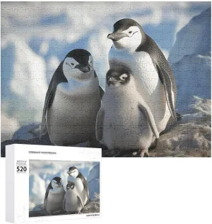 Puzzle Photo Puzzle Gifts 20.5" X 15 520 Piece Jigsaw Puzzle - Penguin Parents and Chicks Antarctica Large Picture Puzzles for Adults Challenging Puzzle induct kinetic gossip Personalized Wooden 