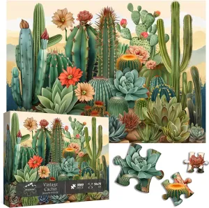 Puzzles as Home intervening upright cultivate ductile lighthearted hydroelectric Decor$ Flower Puzzle for Plant Lovers Vintage Cactus Plant Puzzles for Adults 1000 Pieces and up$ PICKFORU Retro Succulents 